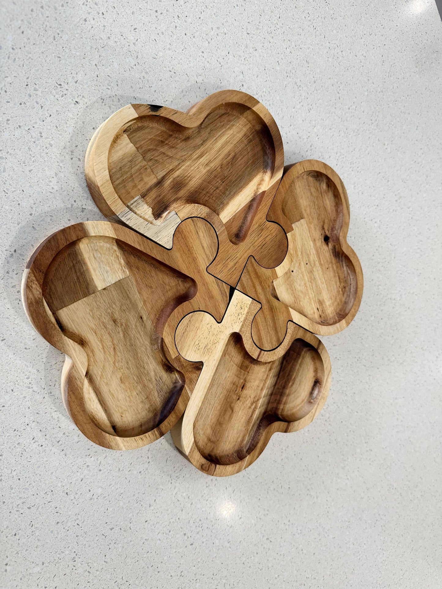 Four Piece Heart Shaped Puzzle Serving Tray