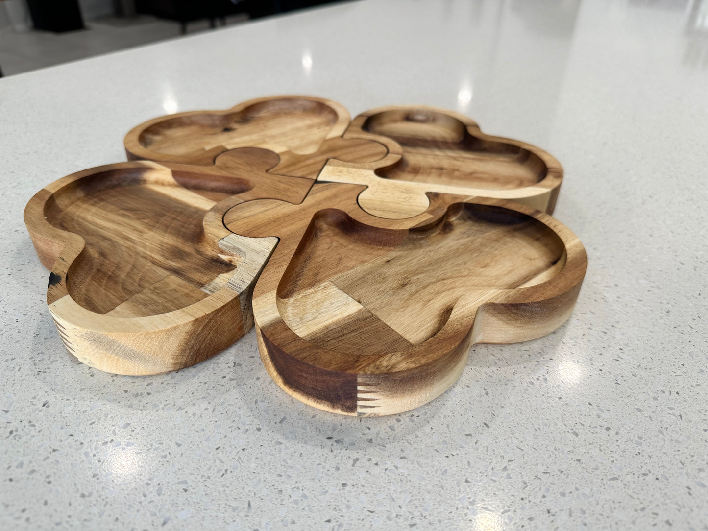 Four Piece Heart Shaped Puzzle Serving Tray