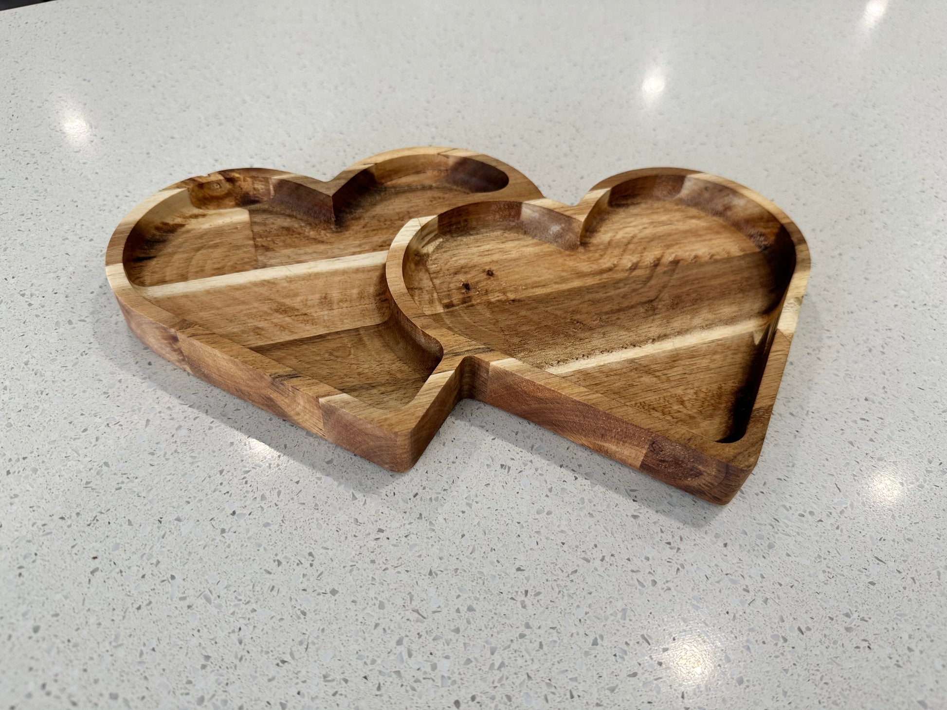 Nesting hearts wooden jewellery tray handmade from Acacia wood